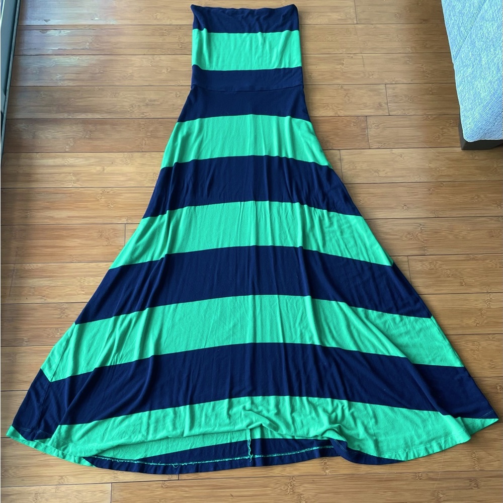 GAP Fit and Flare Striped Maxi Dress
